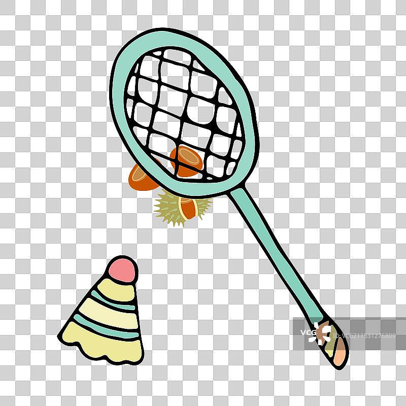 手绘的羽毛球拍和图片素材