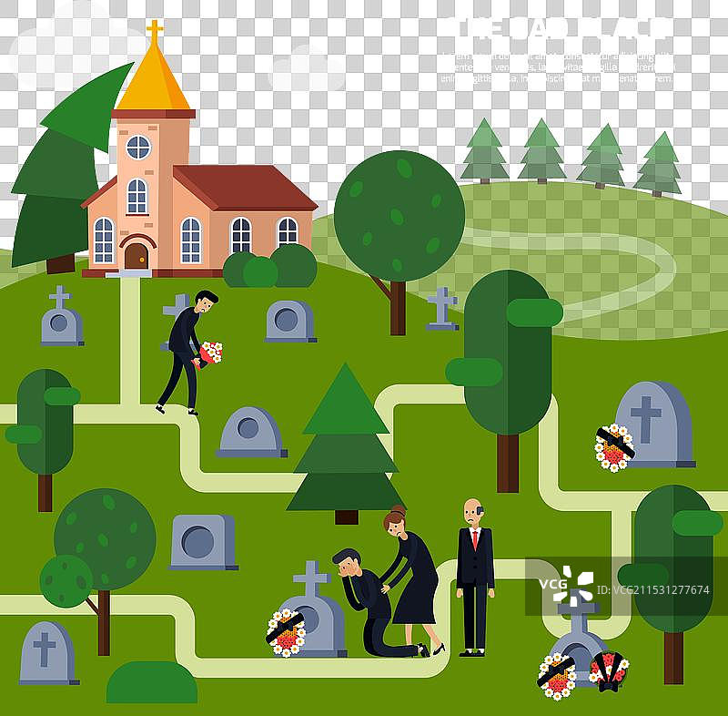 墓地平面风格图片素材