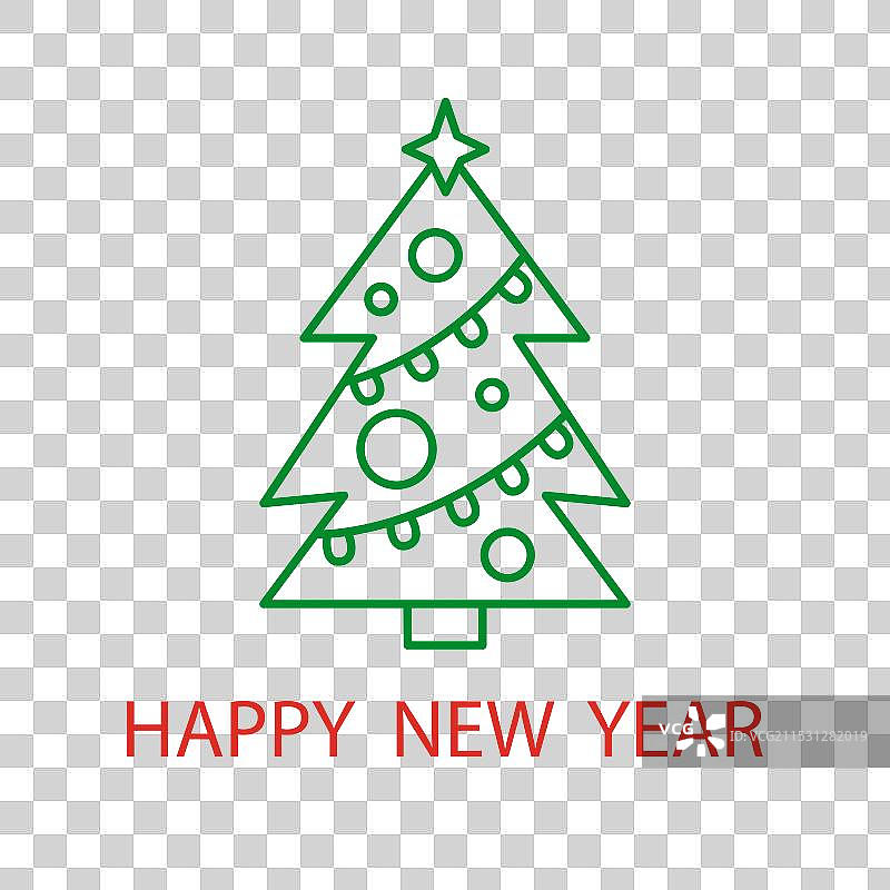 圣诞树轮廓标志徽章涂鸦图标图片素材