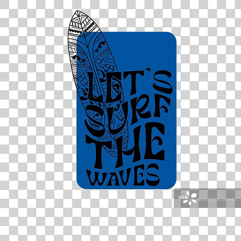 冲浪波浪的排版与冲浪板图形图片素材