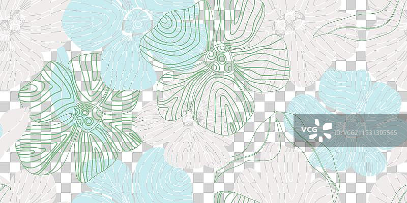 抽象幻想花卉杂色装饰亚洲风格图片素材