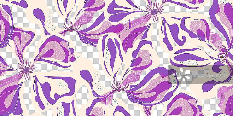 抽象幻想花卉杂色装饰亚洲风格图片素材