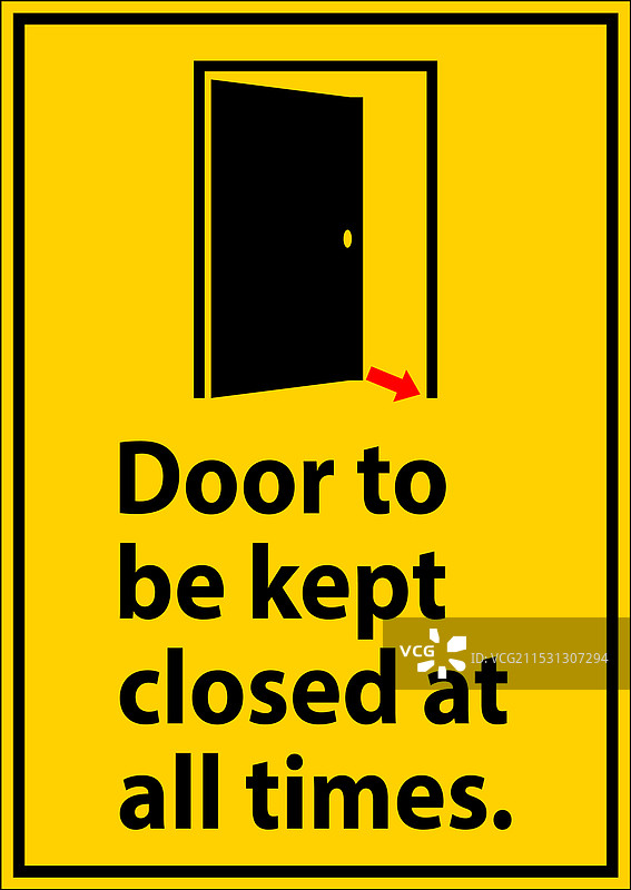 请保持此门始终关闭的通知标志图片素材
