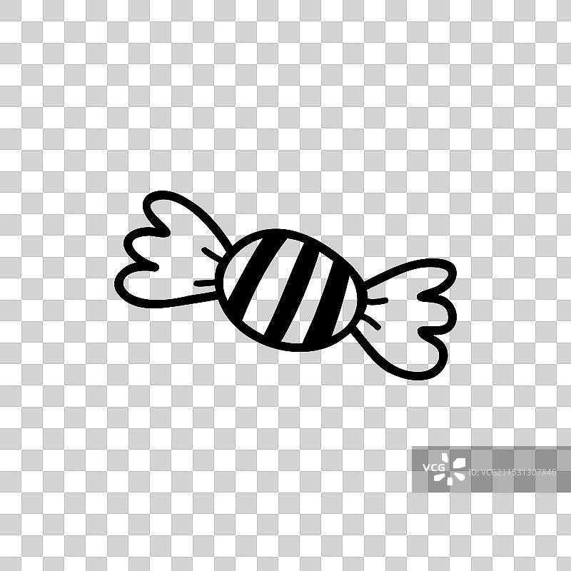 条纹包装的糖果，涂鸦风格轮廓图片素材