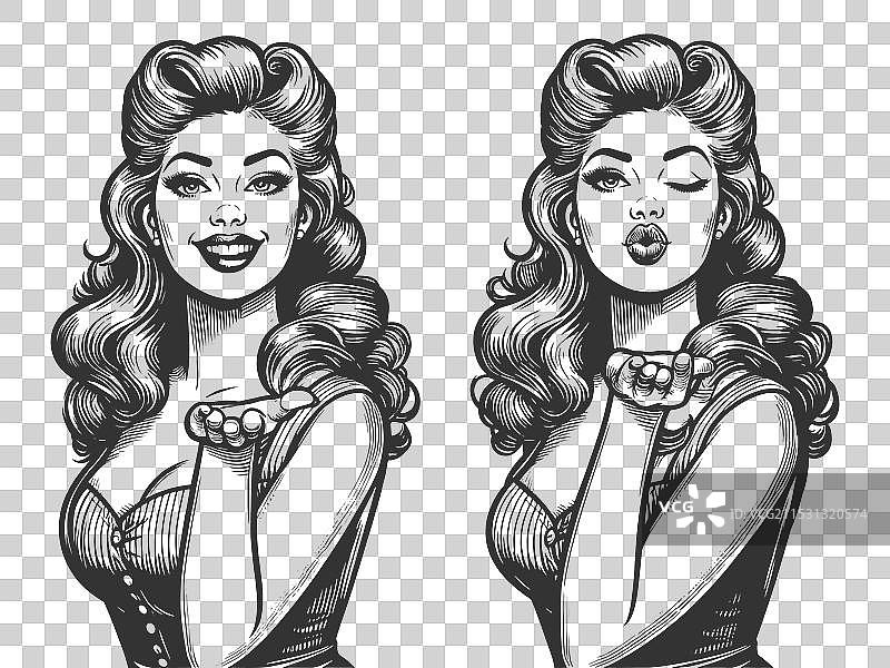 性感的女郎吹吻图片素材