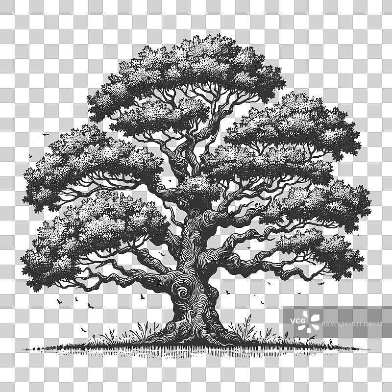 广根橡树雕刻图片素材