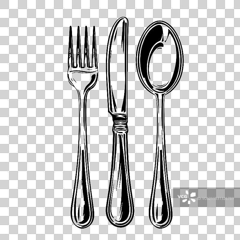 复古的勺子、叉子和刀子图片素材