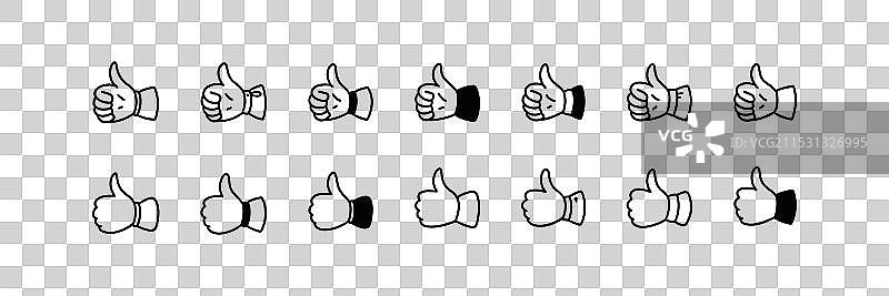 点赞可爱线条涂鸦图标集图片素材