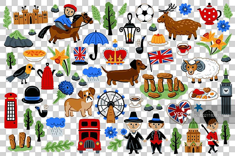 伦敦联合王国卡通图标设计图片素材