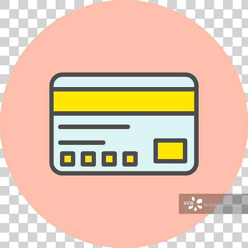 Visa卡线条填充圆形图标图片素材