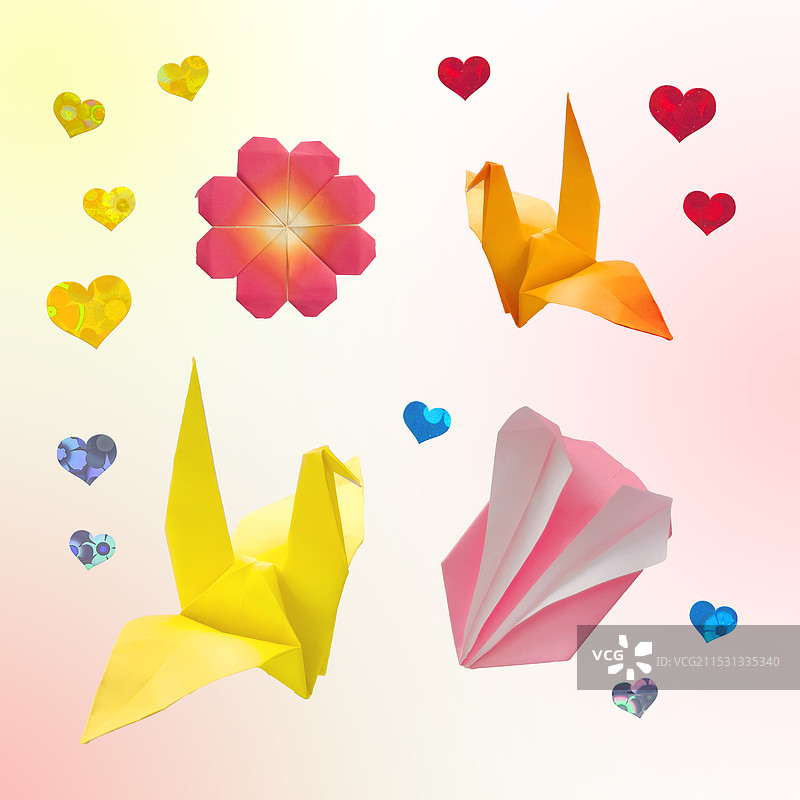 折纸，装饰，彩色纸，纸鹤图片素材