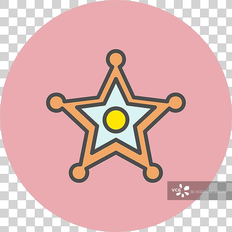 警长徽章线条填充圆形图标图片素材