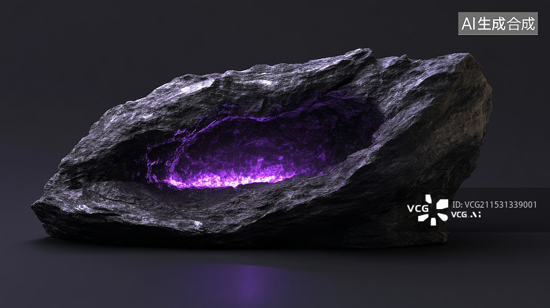 【AI数字艺术】发光的紫色矿石图片素材