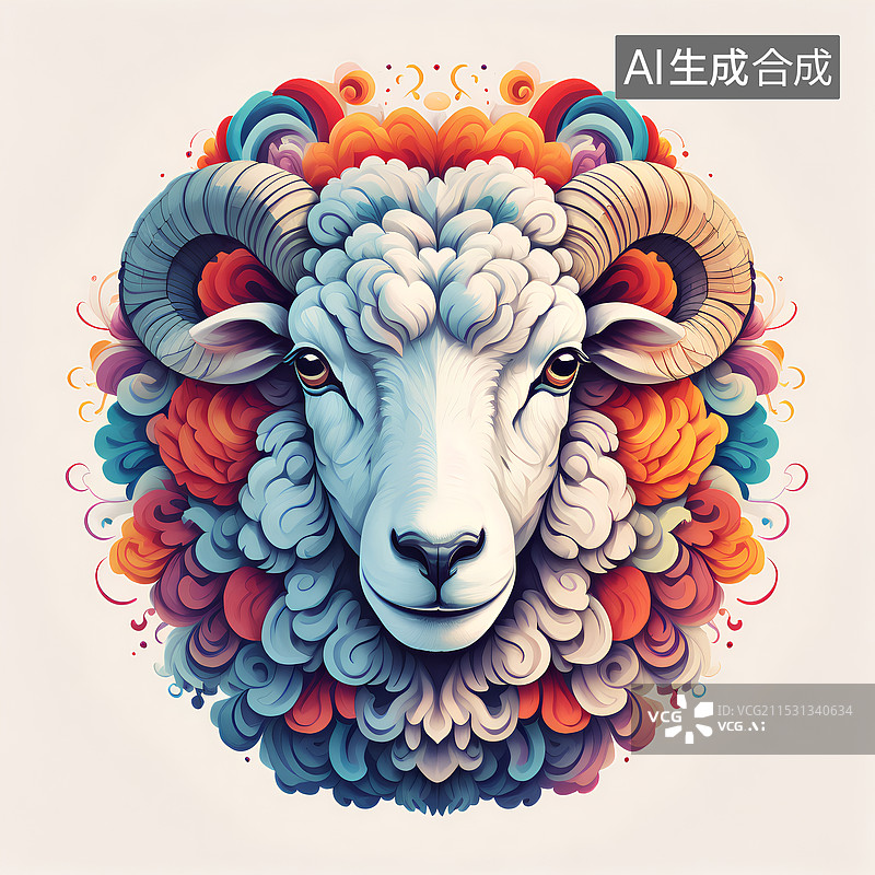 【AI数字艺术】动物主题插画 卡通羊图片素材