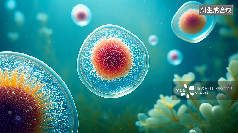 【AI数字艺术】生物医学工程细胞微生物扫描图片素材