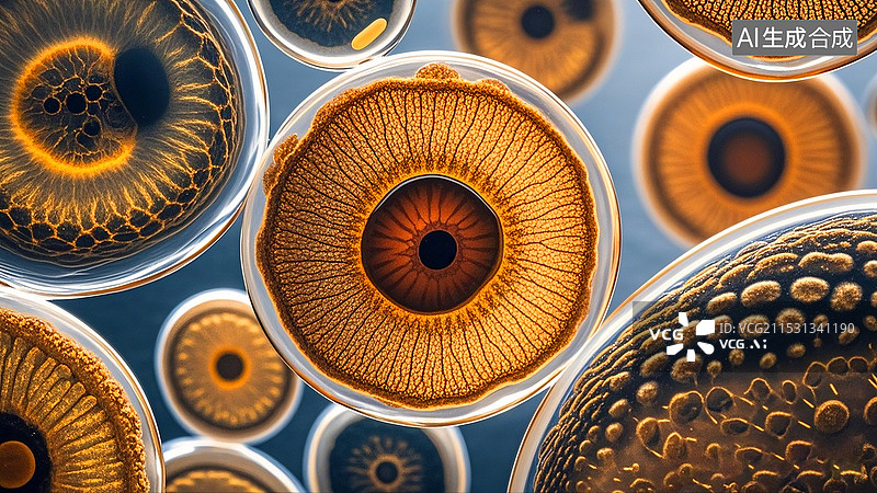 【AI数字艺术】生物医学工程细胞微生物扫描图片素材