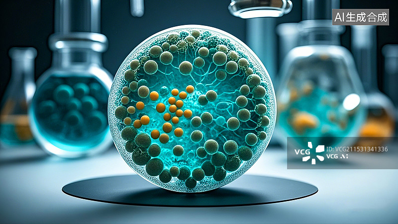 【AI数字艺术】生物医学工程细胞微生物扫描图片素材