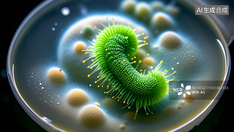 【AI数字艺术】生物医学工程细胞微生物扫描图片素材