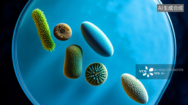 【AI数字艺术】生物医学工程细胞微生物扫描图片素材