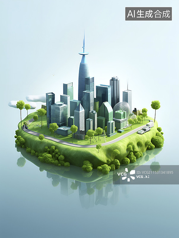 【AI数字艺术】城市风光大数据概念图图片素材