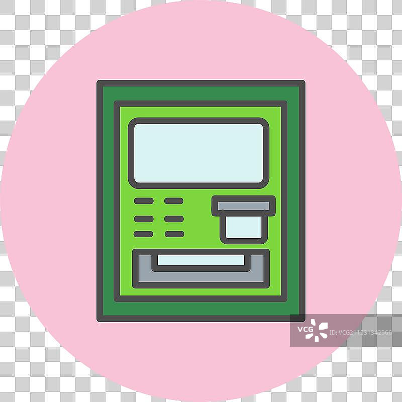 ATM机图标，带有填充圆形线条图片素材