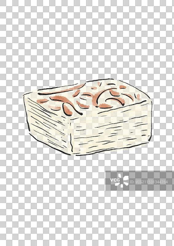 国潮风扬州美食插画元素-千层油糕图片素材