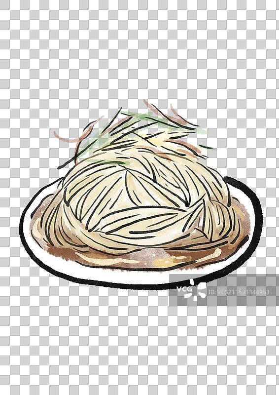 国潮风扬州美食插画元素-烫干丝图片素材