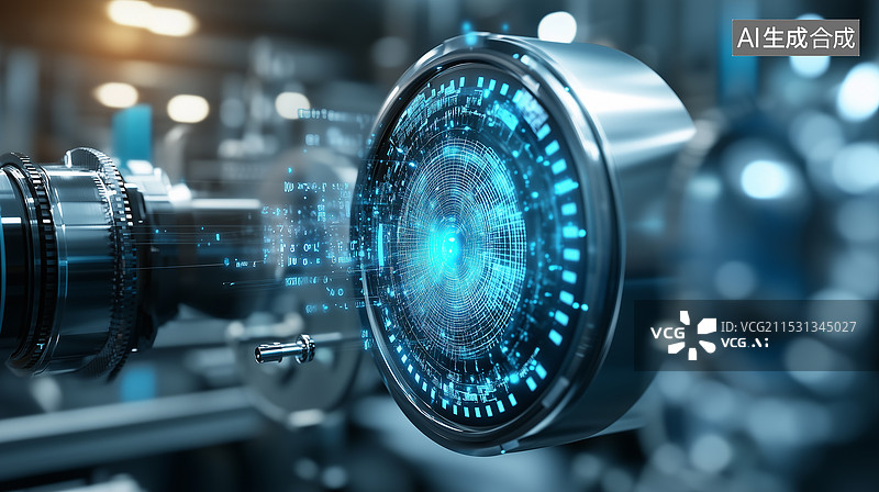 【AI数字艺术】量子物理实验室配备粒子加速器和全息模拟图片素材