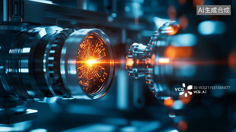 【AI数字艺术】量子物理实验室配备粒子加速器和全息模拟图片素材
