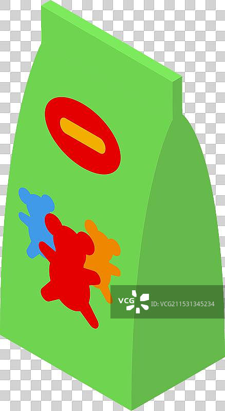 绿色铝箔袋装着站立的软糖熊包装图片素材