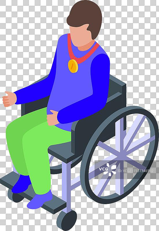 残奥会运动员佩戴金牌坐着图片素材
