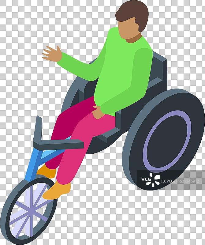 年轻男子使用手动轮椅进行活动图片素材