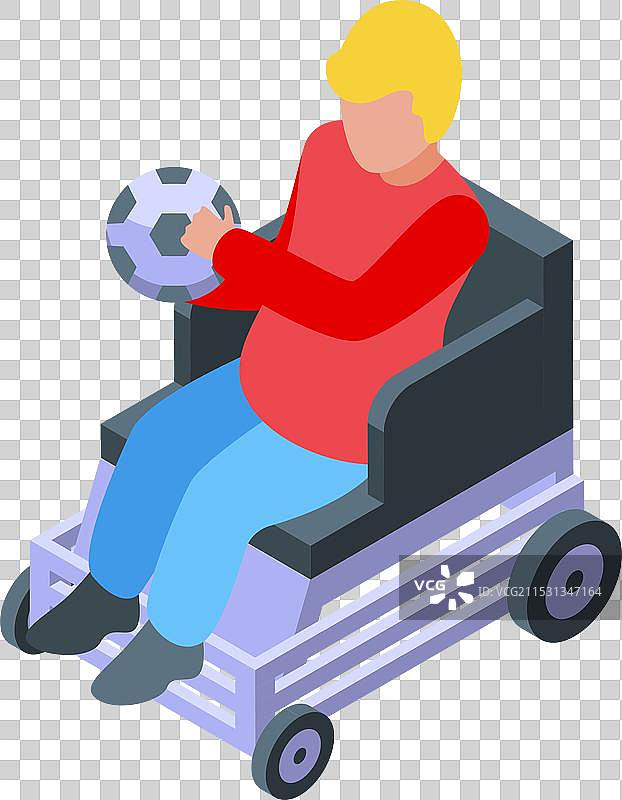 年轻的残疾运动员手持足球图片素材