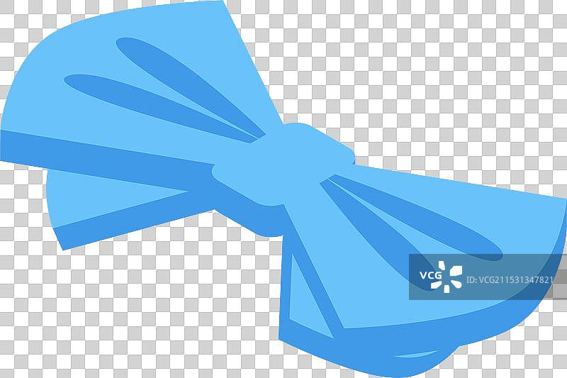 蓝色领结躺在白色背景上，等距视角图片素材