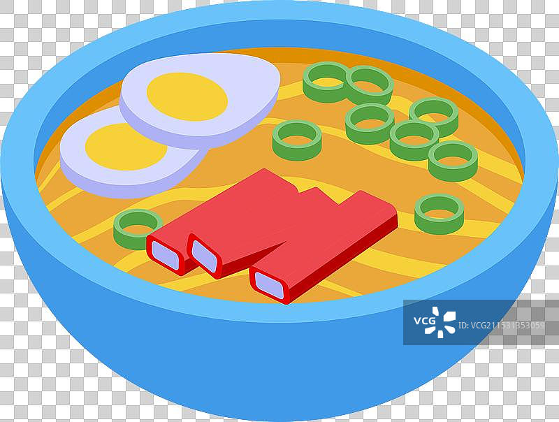 蓝色碗里的拉面，配有鸡蛋和绿色蔬菜图片素材