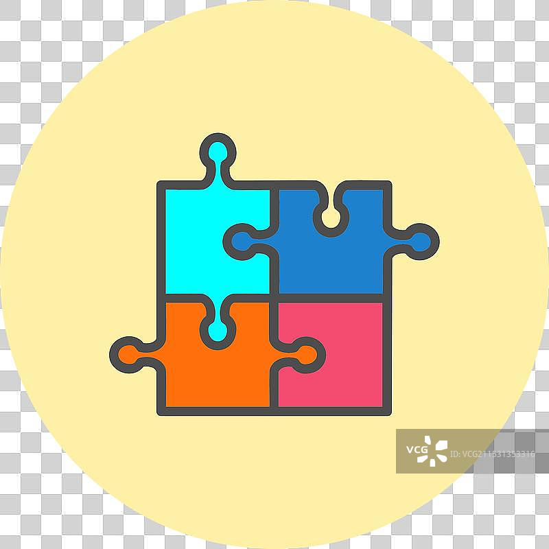 填充圆形拼图图标图片素材