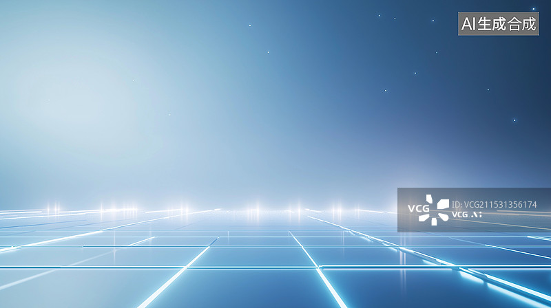 【AI数字艺术】互联网科技主题海报——发光的网格线图片素材