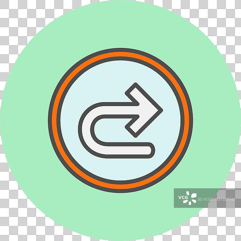 右转箭头线条填充圆形图标图片素材