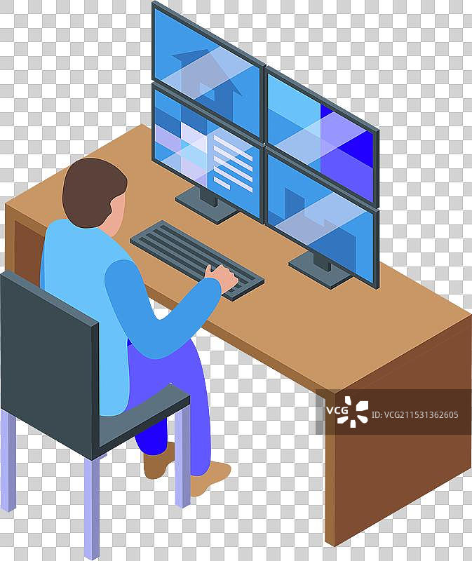 保安人员监控现代闭路电视系统图片素材