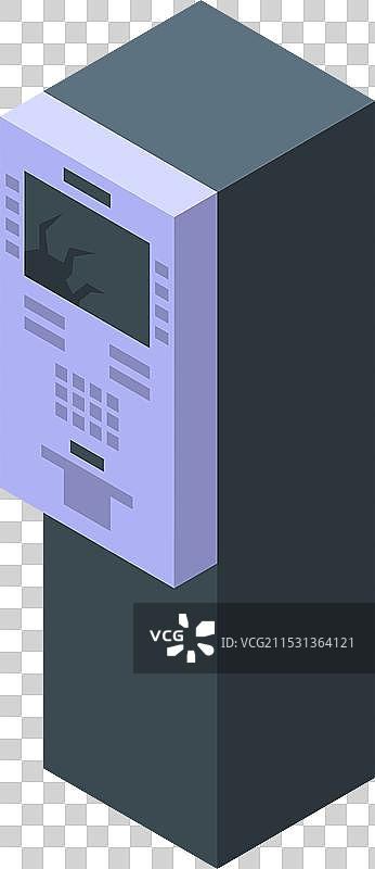 显示空白屏幕的故障自动取款机等距图图片素材