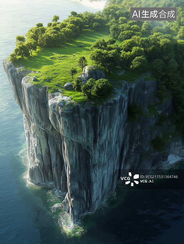 【AI数字艺术】陡峭的悬崖，大海图片素材