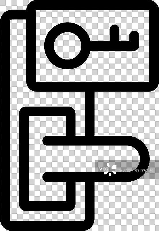 酒店门把手图标，显示钥匙访问功能图片素材