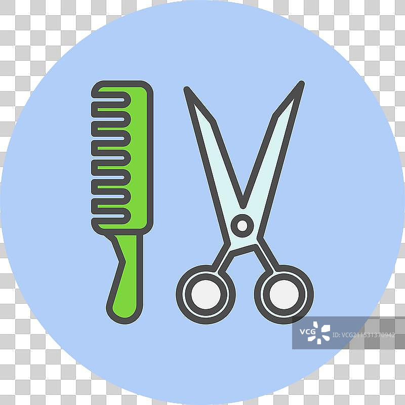 理发工具线条填充圆形图标图片素材