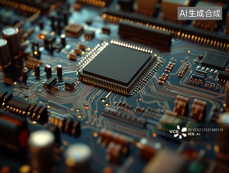 【AI数字艺术】写实风格的芯片集成电路图片素材