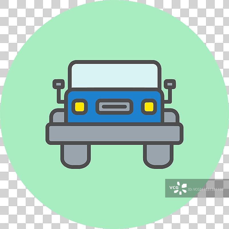 吉普车线条填充圆形图标图片素材