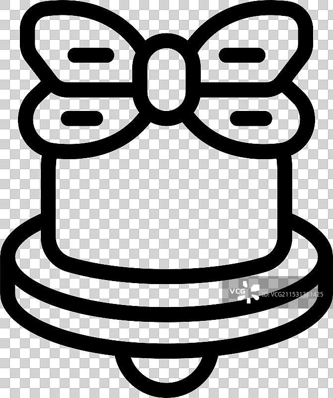 带蝴蝶结的生日蛋糕图标轮廓图片素材