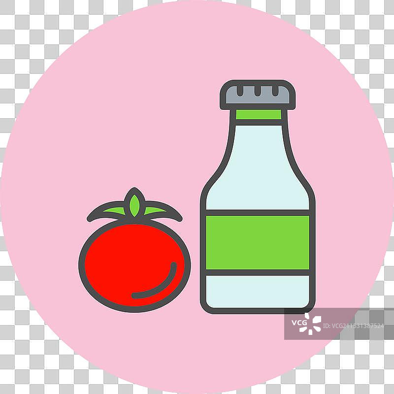 番茄酱线条填充圆形图标图片素材