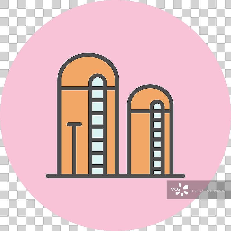 筒仓线填充圆形图标图片素材