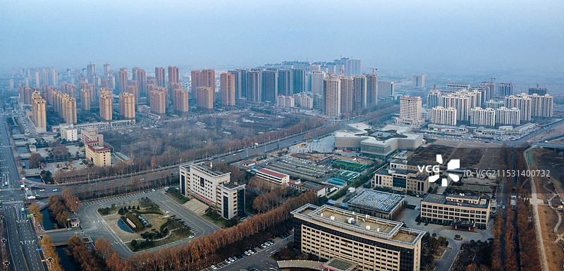 鱼台县 孝贤广场 孝贤大道 运河城 金贤源大厦 航拍图片素材