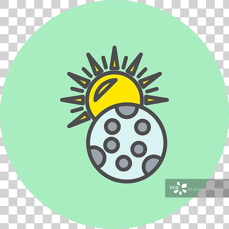 月亮和太阳线条填充圆形图标图片素材